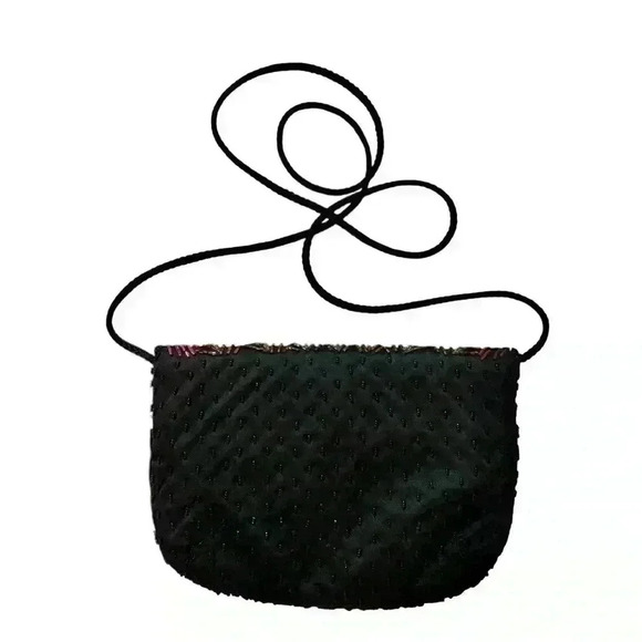 VGT Hand Beaded Multi-color Clutch with Corded Shoulder Strap - Picture 5 of 14